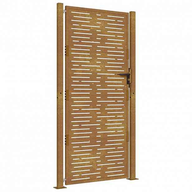 vidaXL Zahradní branka 100 x 175 cm z cortenové oceli, čtvercový design