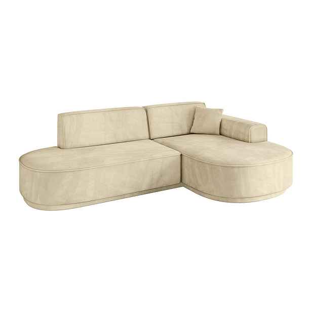 ALTDECOR ROHOVÁ SEDAČKA s otomanem, pravá MARI-L1-v3 243x171x83 Béžová Velur