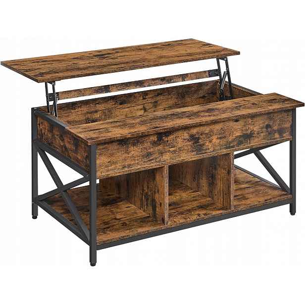 Konferenční stolek Vasagle Loft s prodlužovací deskou černý/hnědý