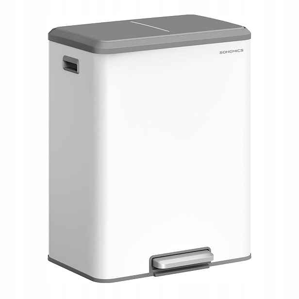 Odpadkový koš Songmics 60L 2x30L pedál bílý ocel