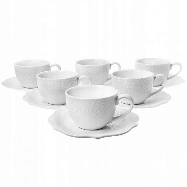 Sada 6 Šálků S Podšálkem Alice 210 ml porcelánový set jako dárek