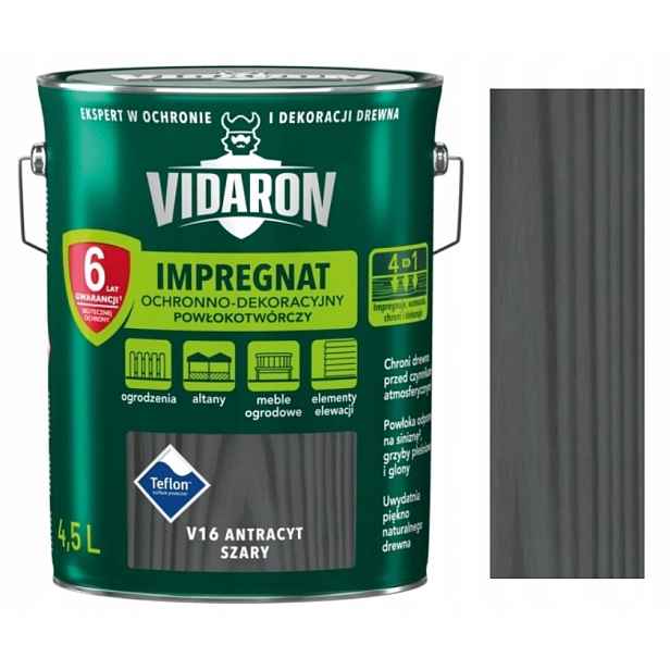 Vidaron Impregnace Dřeva 4,5L Antracit Šedá V16