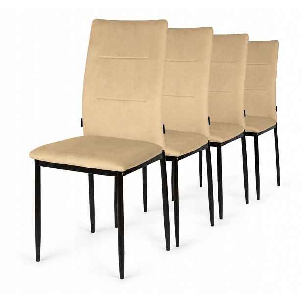 Čalouněné židle Sada 4 Valva Duo Velvet Beige Lugano