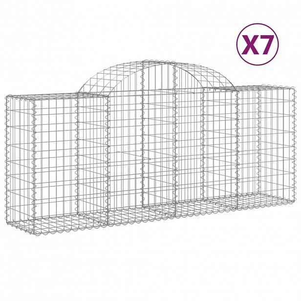 vidaXL Klenuté gabionové koše 7 ks 200x50x80/100 cm pozinkované železo