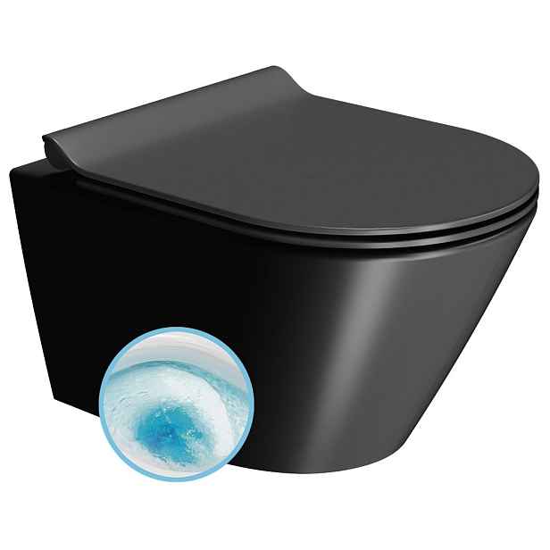 GSI KUBE X závěsná WC mísa, GeniusFlush, 36x50cm, černá dual-mat