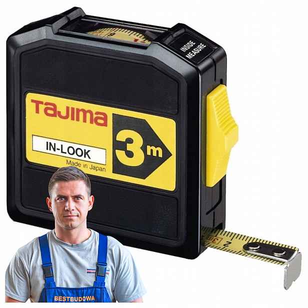 Ocelový svinovací metr s horním odečtem Tajima In-look 13 mm x 3 m