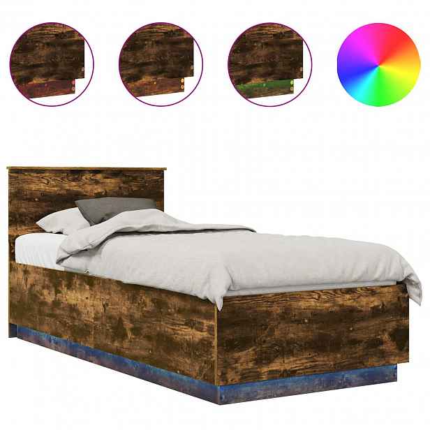 vidaXL Rám postele s čelo Kouřový dub 100 x 200 cm Kompozitní dřevo
