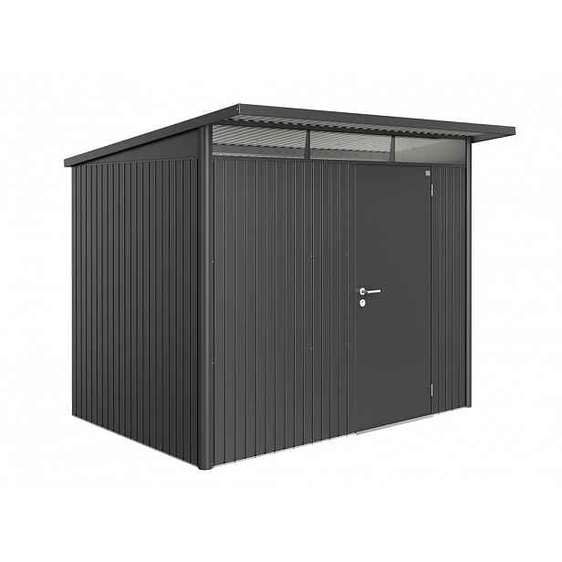 Domek na nářadí AVANTGARDE A5, šedá metalíza, jednokřídlé dveře BH17050
