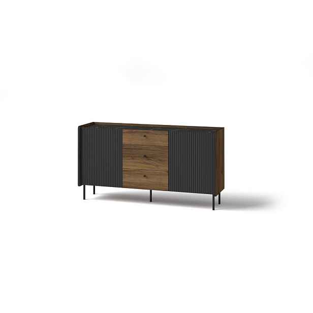 MASSENO KOMODA KREON, 150/78,6/40 cm se 3 zásuvkami a 2 dvířky, hnědá