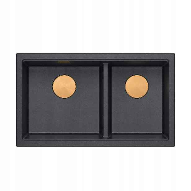 Quadron Logan 120 Granitový dřez 2-komorový 76x45x23,5 Černý se sifonem