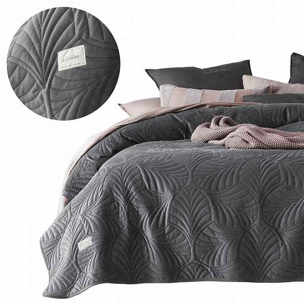 ROOM99 Přehoz na postel 240x260 šedý tmavý velvet na velurovou pohovku Feel
