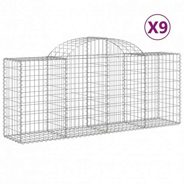 vidaXL Klenuté gabionové koše 9 ks 200x50x80/100 cm pozinkované železo