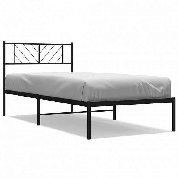 vidaXL Kovový rám postele s čelem černý 80 x 200 cm