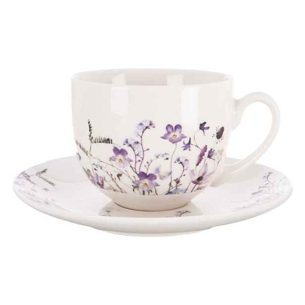 Bílý/fialový porcelánový šálek 280 ml Louka – Orion
