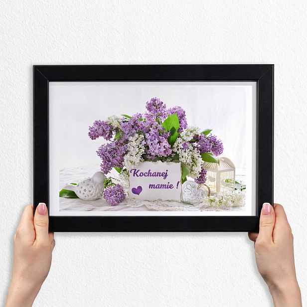 Den matek Dárek Krásný rámeček s grafikou fialové barvy pro maminku 30x20 cm