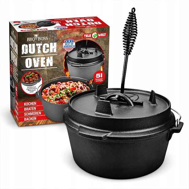 Litinový kotlík Dutch Oven 4L se smaltovaným víkem Hrnec Indukce