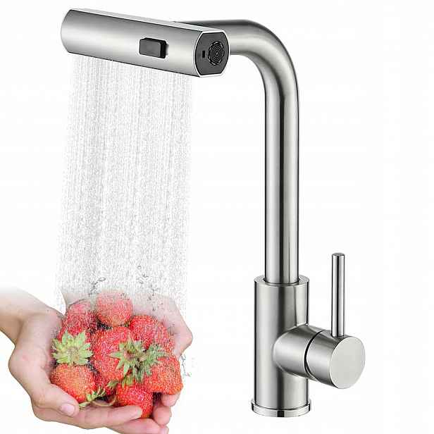 Kuchyňská Baterie G3/8 Kartáčovaná Inox Vytahovací Sprcha 3 Rychlostní Stupně