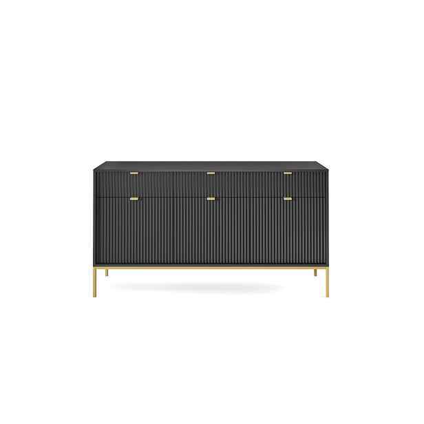 Piaski Komoda Nova 154 cm černá/zlatá