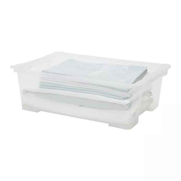Rotho Univerzální úložný box, krabice s víkem, EVO, transparent - 58x39x19, 30l