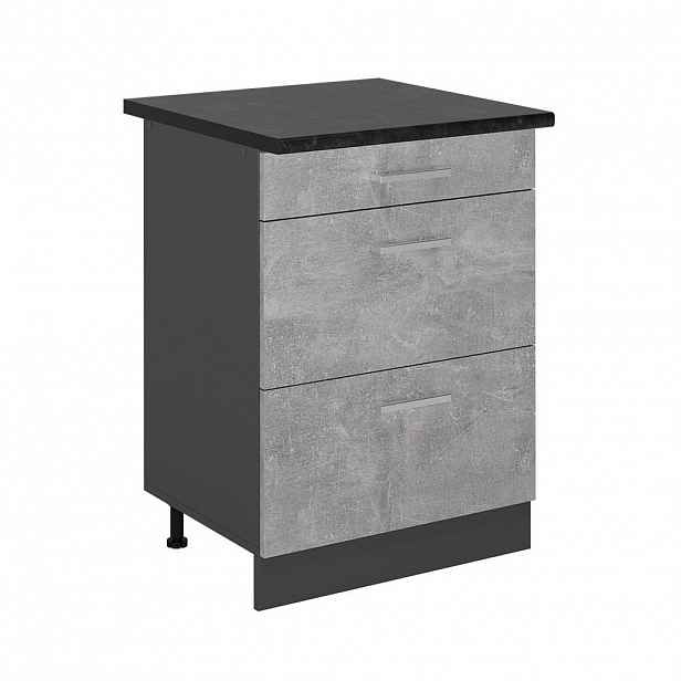 Vicco SPODNÍ SKŘÍŇKA KUCHYŇSKÉ LINKY R-Line Beton 60 cm se zásuvkami, PD Antracit