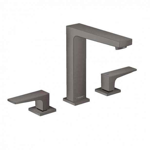 Hansgrohe Metropol - Umyvadlová baterie s výpustí Push-Open, 3-otvorová instalace, kartáčovaný černý chrom 32515340
