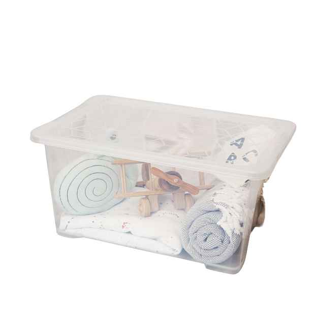 Rotho Univerzální úložný box, krabice s víkem, EVO, transparent - 58x39x28, 44l
