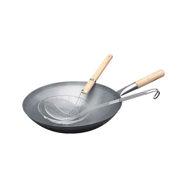 Wok/grilovací ocelový set pánve a náčiní ø 35 cm – Remundi