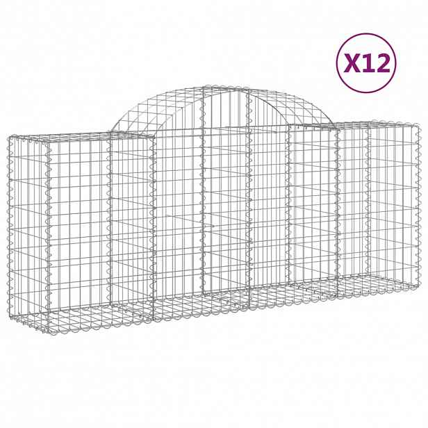 vidaXL Klenuté gabionové koše 12ks 200x50x80/100 cm pozinkované železo