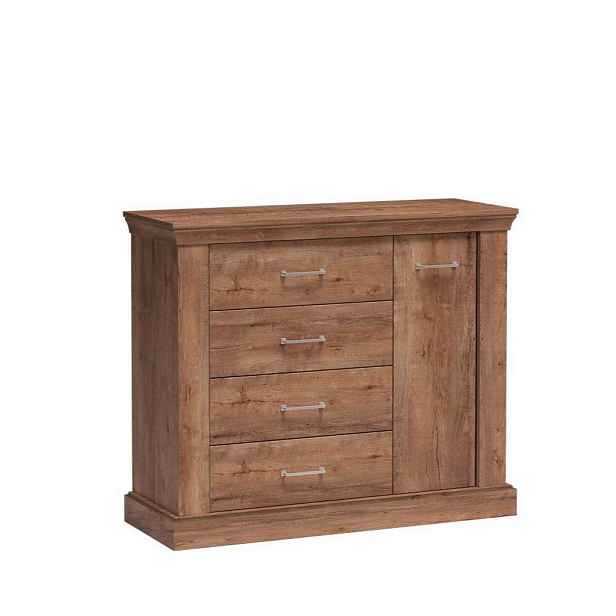 MASSENO KOMODA DESIO, 114/95,5/42 cm se 4 zásuvkami, počet dvířek: 1, hnědá