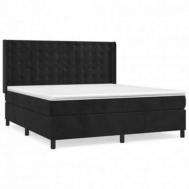 vidaXL Box spring postel s matrací černá 160x200 cm samet