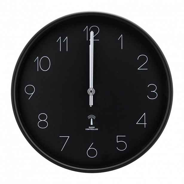 Ambia Home RÁDIEM ŘÍZENÉ HODINY černá 37,8 cm