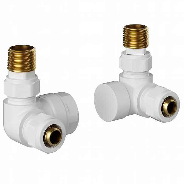 Axiální Radiátorový Ventil S Uzavíracím Ventilem 1/2'' Bílý ZG-WH-1 Sada