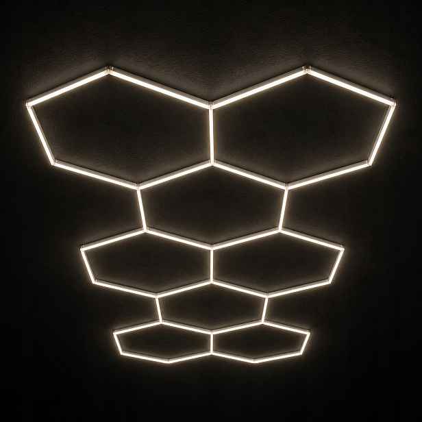 Černá sada Hexagon 8 Led 4000K 245W pro salony a technické ateliéry