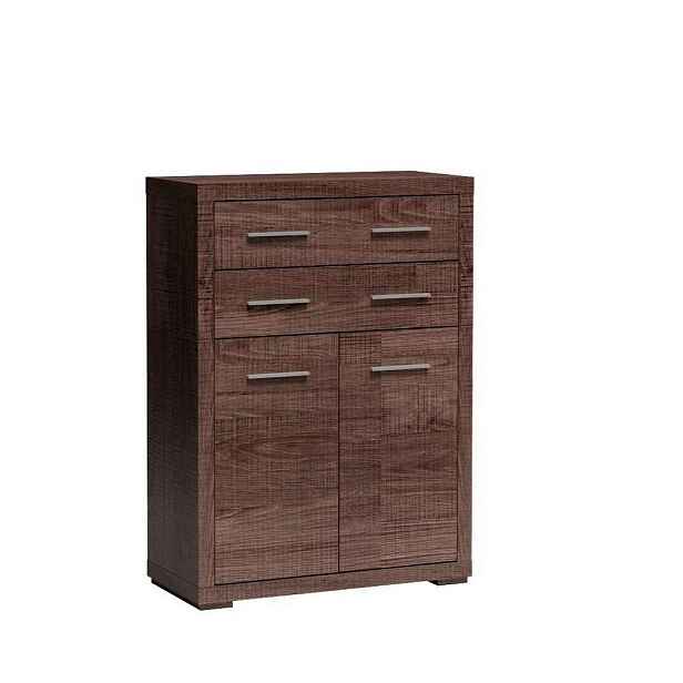 MASSENO KOMODA SALERNO, 88/122,5/40,5 cm s 2 zásuvkami a 2 dvířky, hnědá