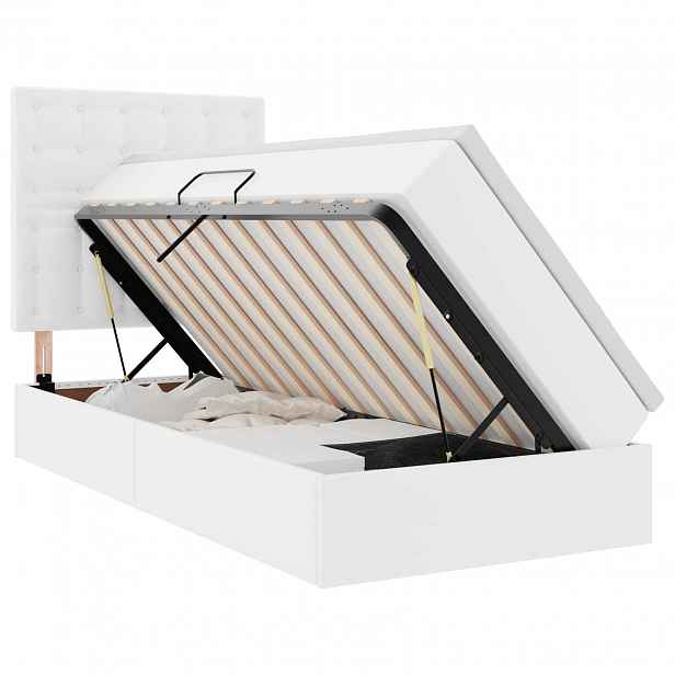 vidaXL Postel s úložným prostorem Úplně bílá 90 x 190 cm Umělá kůže