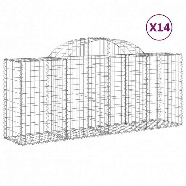 vidaXL Klenuté gabionové koše 14ks 200x50x80/100 cm pozinkované železo