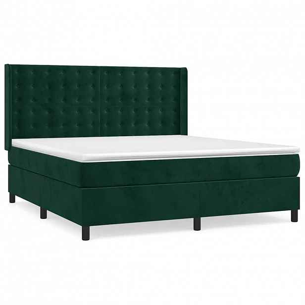 vidaXL Box spring postel s matrací tmavě zelená 160x200 cm samet