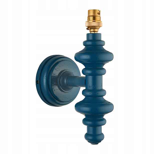 Dřevěná nástěnná lampa Endon Carnaby B22 7W, modrá, stmívatelná