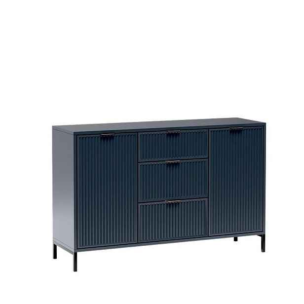 MASSENO KOMODA ZIGO, 135/86/40,6 cm se 3 zásuvkami a 2 dvířky, modrá