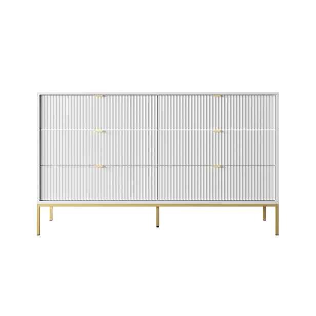 Piaski Komoda Nova 154 cm se zásuvkami bílá/zlatá