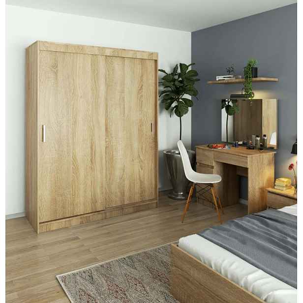 Prostorná šatní skříň 150 cm VALESTRA - dub sonoma