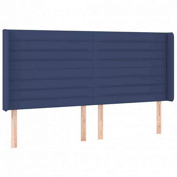 vidaXL Čelo postele typu ušák modré 203x16x118/128 cm textil