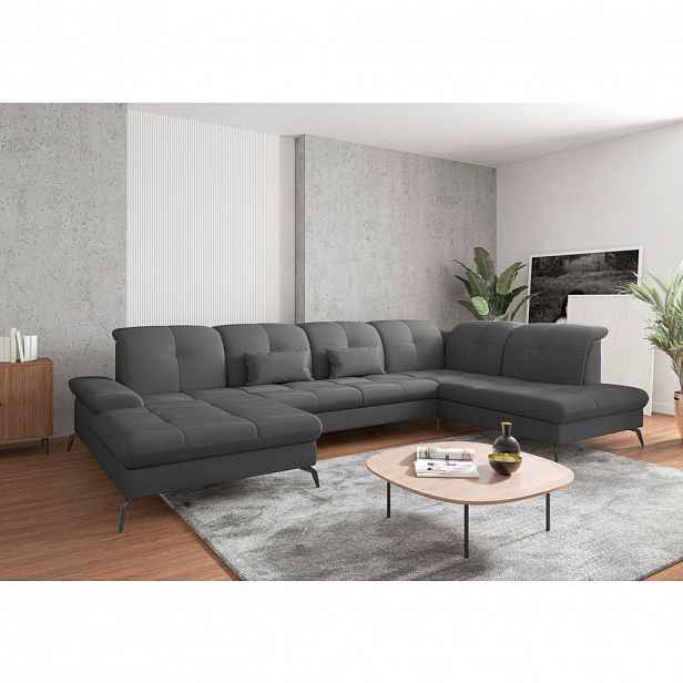 Sit & More SEDACÍ SOUPRAVA, textil, tmavě šedá