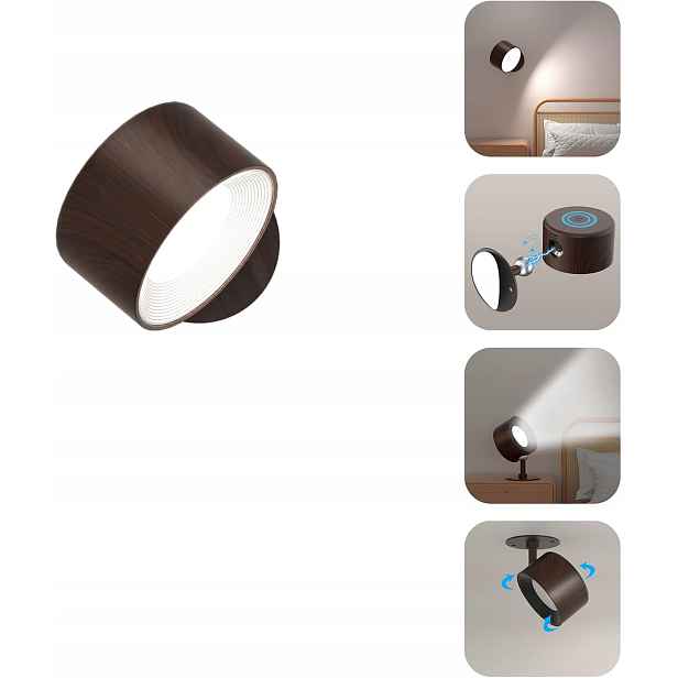 Amicool Led nástěnná lampa magnet 360° 3 barvy regulace jasu Usb 2 ks
