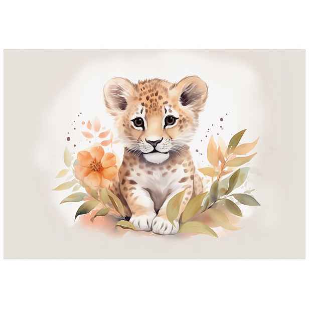 Fototapeta Flizelina Malý leopard v květech Divoké zahrady 416x290 lepidlo