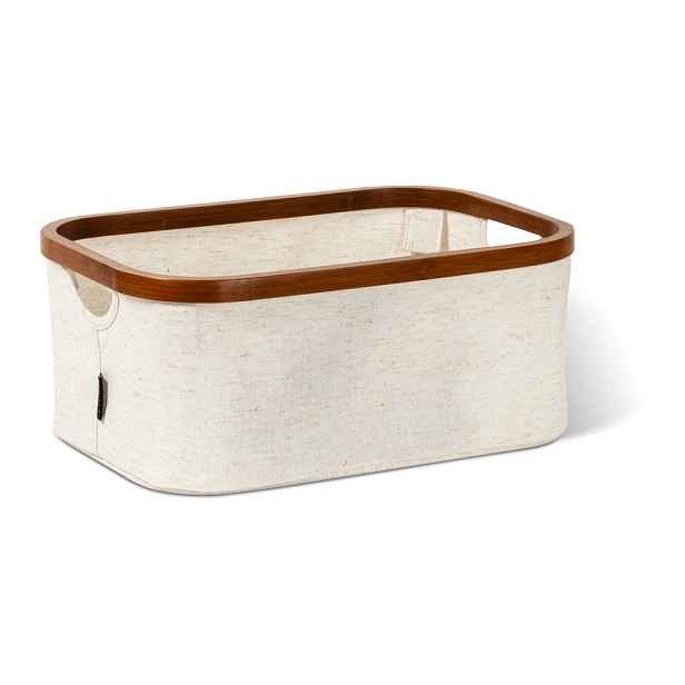 Krémový látkový úložný box 38x26x16 cm Bamboo/Linen – Bigso