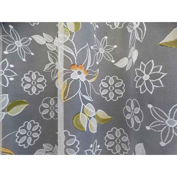 Mg Záclona 125/916 Bílá Květina pom 350x175 cm Hotová S Páskou M