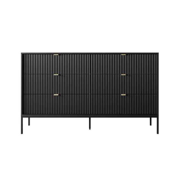 Piaski Komoda Nova 154 cm se zásuvkami černá/černý rám