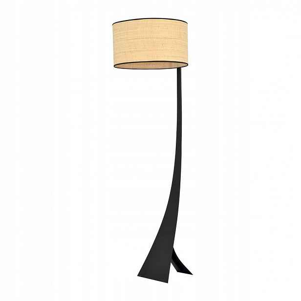Podlahová lampa Estrella LP1 černá s ratanovým stínítkem E27 157 cm
