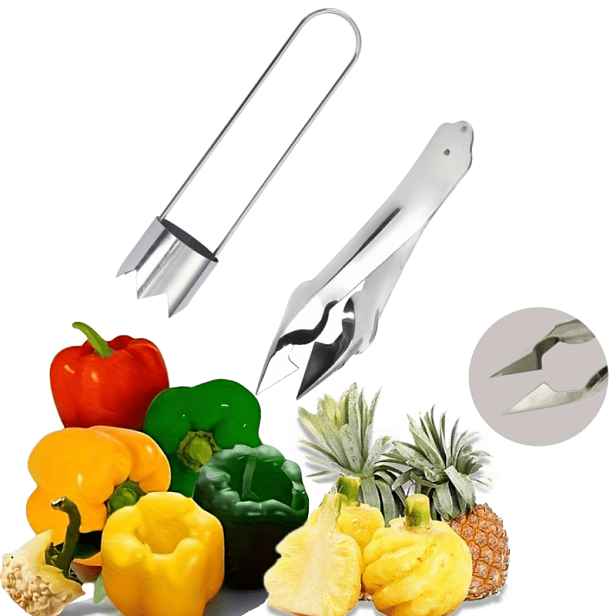 TEMU 2ks Sada kuchyňského nářadí, Nerezová svorka na ananas, Sada na extrakci jádra ovoce, Loupač ananasu, Domácí odstraňovač , Speciální svorka na